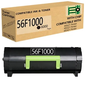 56F1000 Black Toner Cartridge(with Chip) Compatible with Lexmark 56F1000 56F0... - Picture 1 of 7