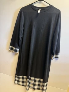 Tickled Teal Women’s Black Knit Dress With Plaid Accents Size Large - Picture 1 of 6