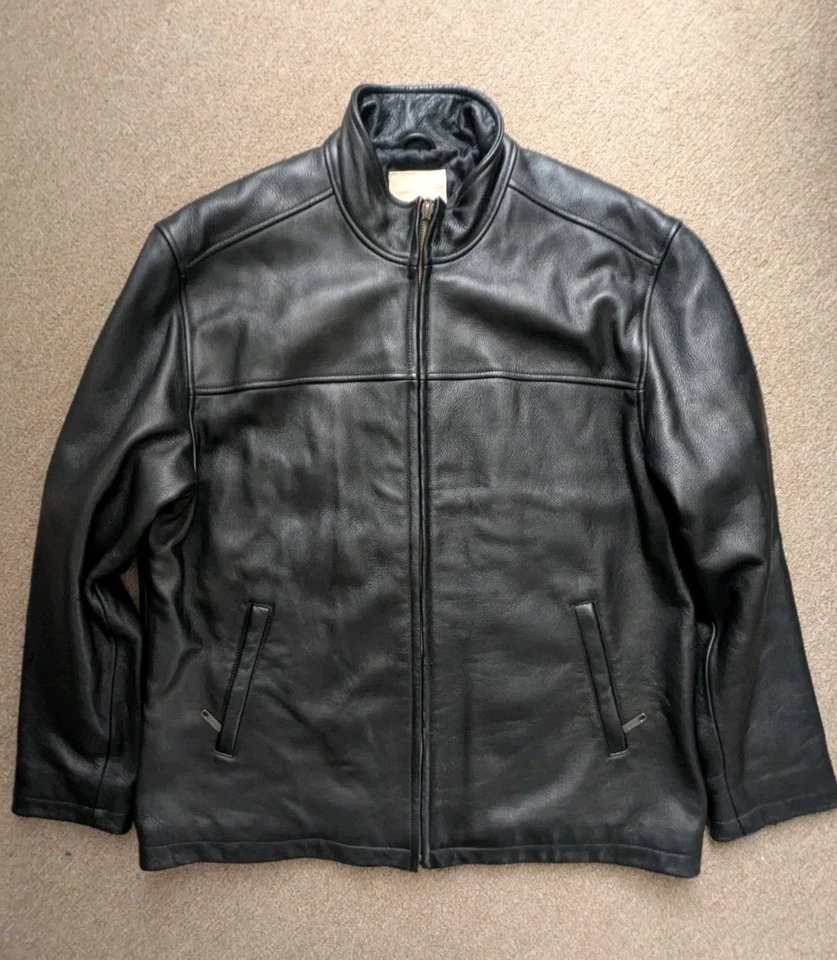 The Territory Ahead  Black Leather XLarge Bomber Jacket Men’s Motorcycle - Image 1 of 4