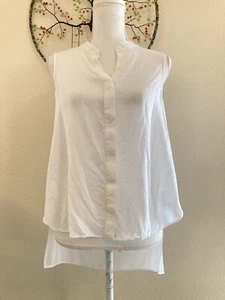 BCBGeneration White Sleeveless Sheer Layered Button Up Blouse Size Small - Picture 1 of 6