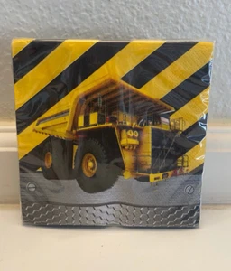 Construction Birthday Zone Beverage Napkins Paper 16 ct Kids Party Tableware - Picture 1 of 1