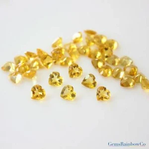 Natural Citrine 3mm Heart Calibrated Size Faceted Cut Loose Gemstone 50 Pcs - Picture 1 of 6