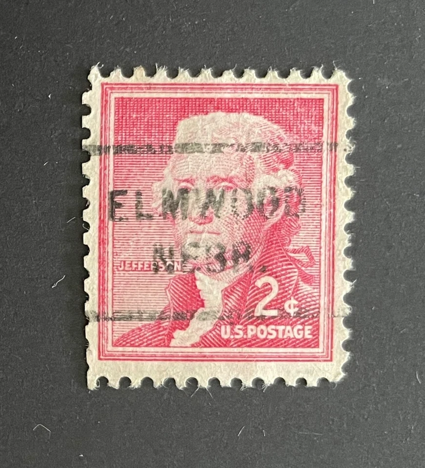 Elmwood, Nebraska Type 712 Precancel - 2 cents Jefferson - U.S. #1033 - NE - Image 1 of 1