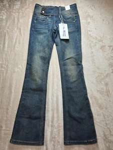 Simple Society Jeans Womens 00/23 Blue Denim Mid Rise Flare - Picture 1 of 12