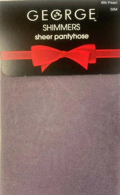 2 Pr -George Shimmers Sheer Pantyhose - S/M - Color Black Pearl + FREE Smoother - Image 1 of 4
