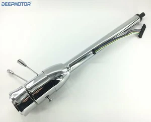 Columna de dirección de cambio de piso universal estilo GM 28" + adaptador de rueda de 9 orificios cromado - Imagen 1 de 7