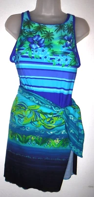 Traje de baño Beach Native talla 20W azul de una pieza con envoltura Foto 1 de 4