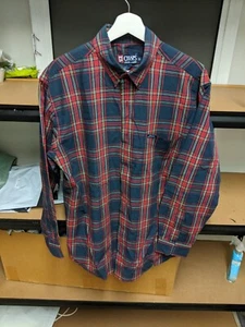 Chaps Ralph Lauren Shirt Mens Size M Red Tartan Plaid Pocket Long Sleeve Adults - Picture 1 of 9
