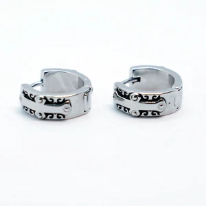 2pcs Stainless Steel Punk Biker Hoop Huggie Stud Earrings Men Women Piercing - Picture 1 of 12