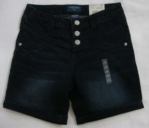 NEW Girl's Arizona Midi Denim Shorts Dark Wash Blue Size 12 Adjustable Waist - Picture 1 of 9