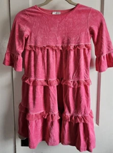 hanna andersson PINK velvet Tulle Tiered dress 120 Ukraine made 3/4 sleeves - Picture 1 of 9