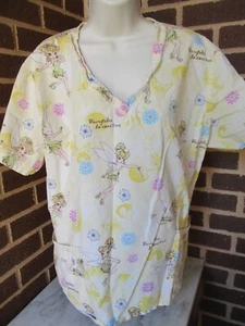 Disney SCRUB TOP Size L - Tinker Bell Pattern - Picture 1 of 5