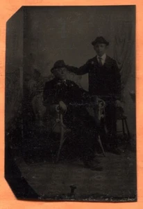 Portrait of Father & Son circa 1890s Antique Tintype - Picture 1 of 2