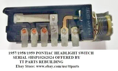 1957/58/59 PONTIAC CAT BON CHIEF DELCO 6 LUG INTERRUPTOR DE FAROL TESTADO E FUNCIONA - Imagem 1 de 4