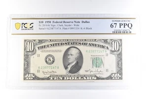 1950 $10 Dallas TX FRN Fr#2010-K Superb Gem Unc 67 PPQ PCGS *6061 - Picture 1 of 3