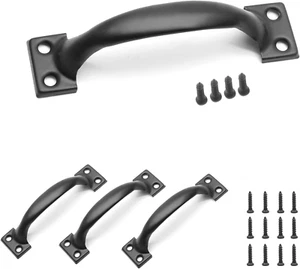 4Pcs 4 Inch Matte Black Cabinet Handles, Metal Drawer Pulls Rustic Dresser Handl - Picture 1 of 12