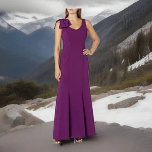 Alex Evenings Women's Crepe Fit & Flare Long Formal Dress Sz 14 NWTs - Picture 1 of 7