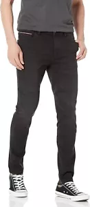 Tommy Hilfiger Mens Black Denim Jeans Slim Fit Straight Stretch Core 38X32 NWT - Picture 1 of 9