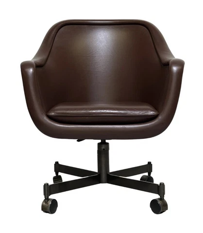 Ward Bennett Brickel Leather Bronze Executive Office Arm Chair Vtg Modern Mcm Cover