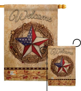 Welcome American Pride Wreath Garden Flag Star Stripes Patriotic Yard Banner - Picture 1 of 17