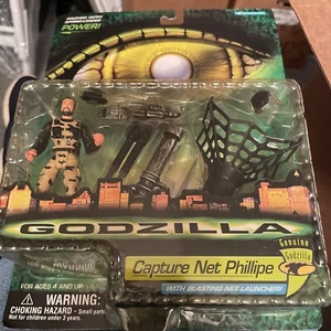 Vintage 1998 Trendmasters Godzilla Capture Net Phillipe Figure Sealed New MOC - Picture 1 of 2
