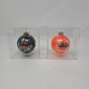 Oklahoma State Cowboys Ball Ornament Set of 2 Black and Orange New - Picture 1 of 8