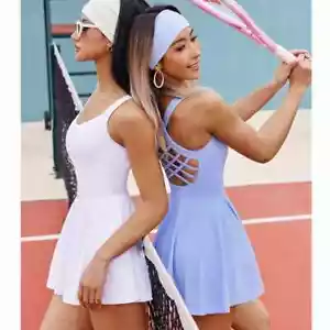 Damen Tennis Kleid Einteiler Slim Fit Soft Sets Skorts Rücken Cross Trainingsanzüge - Bild 1 von 26
