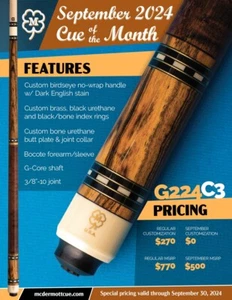 McDermott Pool Cue With One G-CORE Shaft. SPETEMBER 2024 CUE OF THE MONTH - Picture 1 of 4