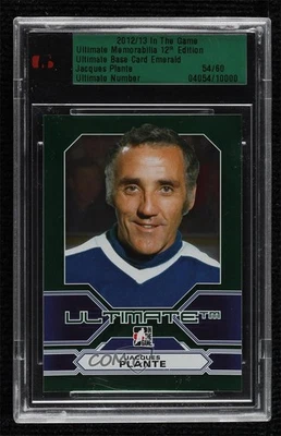 2012-13 ITG Ultimate Memorabilia 12th Edition Emerald /60 Jacques Plante HOF - Image 1 of 2