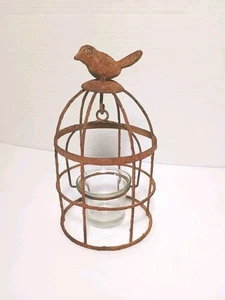 Vogelkäfig Windlicht rustikal Metallhalter mit Vogelornament - Bild 1 von 5