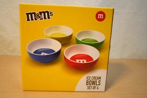 4 M&M Ice Cream Bowls Green, Red, Blue, Yellow NIB - Picture 1 of 5
