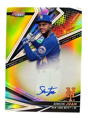 2022 Bowman's Best Auto Simon Juan Chrome True Gold Refractor 17/50 SSP Rare! - Image 1 of 3