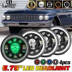 For Ford Galaxie 500 1962-1974 4PCS 5.75" 5-3/4INCH LED Headlights RGB skull DRL - Picture 1 of 9
