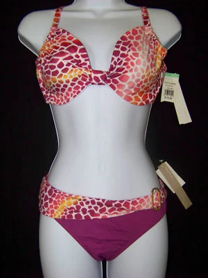 Perry Ellis Bikini NWT 34D Top Lg Bottoms Animal Print  - Image 1 of 4