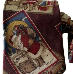 Rare Club Room Italian Woven & Printed Silk Santa Tie - Picture 1 of 8