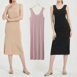 Lady Full Slips Under Dress Slip Anti-Static Tank Long Midi Dress Petticoat Plus - Picture 1 of 21