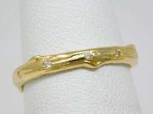 14 kt Gelbgold Ewigkeitsring Baum Zweig/Rebe Motiv Diamant Band Größe 6 B6698 - Bild 1 von 6