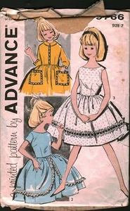 9766 Vintage Advance Patrón COSTURA Niñas Blusa Años 60 Mangas 3/4 Sin Mangas 7 - Imagen 1 de 2