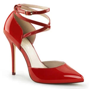 Red Pointy Toe Strappy High Heels Mens Crossdresser Drag Queen Womans Shoes - Picture 1 of 3