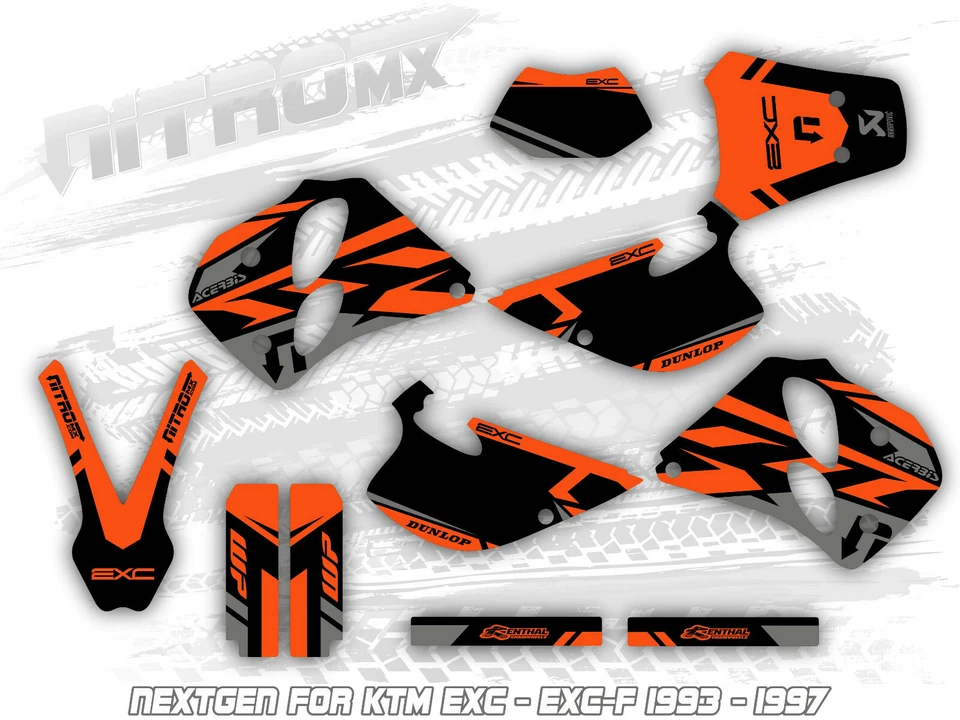 NitroMX Graphic Kit for KTM EXC EXC-F 250 300 1993 1994 1995 1996 1997 Enduro - Imagem 1 de 1