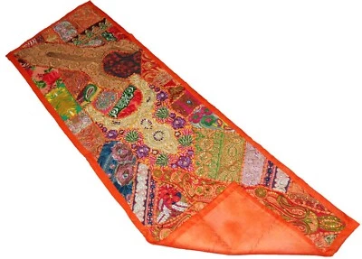 Boho wall hanging hippie tapestry table runner vintage assorted sari patchwork - Image 1 of 4
