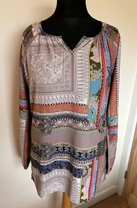 COTTON TRADERS Printed Boho Hippie Style Tunic Blouse Top Size 12 NEW Summer - Picture 1 of 12