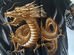 KNU Mens Wear Shirt M Black with Golden Tiger Front and Back - Picture 1 of 5
