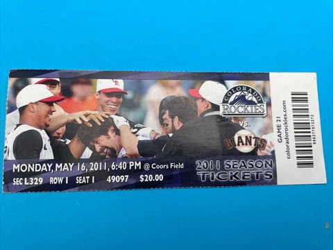 San Francisco Giants Vs Colorado Rockies Baseball Ticket Stubs, 12 Date Options Cover