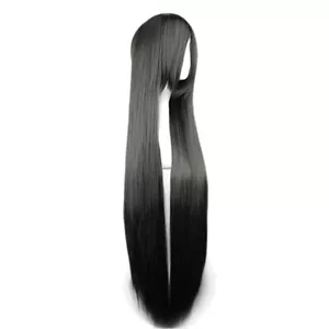 Peluca de fiesta de moda con cosplay pelucas cabello sintético completo 100 cm/39,4" negro resistente - Imagen 1 de 5