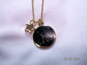 Color Oro, Smalto Nero Cancro Constellation Ciondolo Collana - Foto 1 di 6