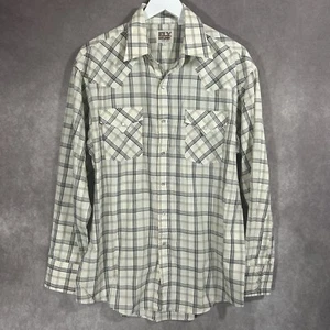 Camisa De Colección Ely Cattleman Para Hombres Grande Tostada A Cuadros Perla A Presión Vaquero Occidental - Imagen 1 de 10