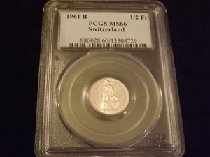 1961 B 1/2 Fr Switzerland PCGS MS 66 - Picture 1 of 2