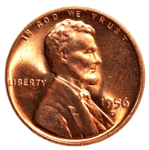 1956D Wheat Lincoln cent copper penny. Uncirculated in RED MS condition. - Picture 1 of 2