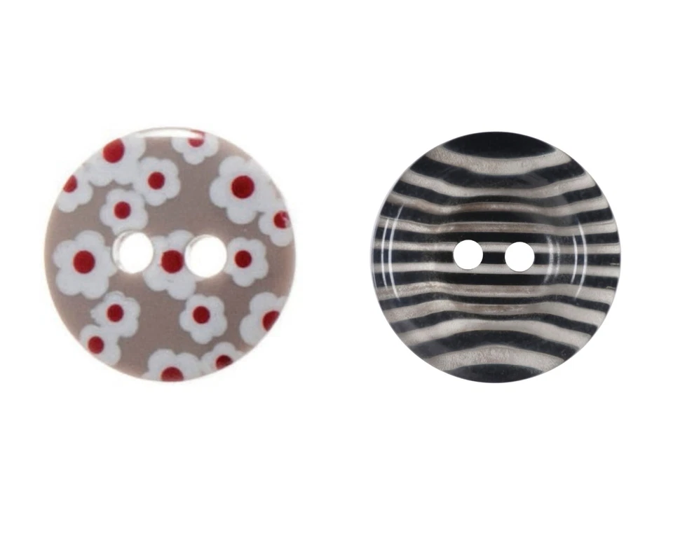 2-Hole Buttons - Floral or Zebra Stripe - Sewing Craft Dressmaking - Image 1 of 1